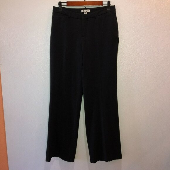 Coldwater Creek Size 8 Black Straight Wide Leg Flat Front Career Dress Pants - Picture 4 of 10
